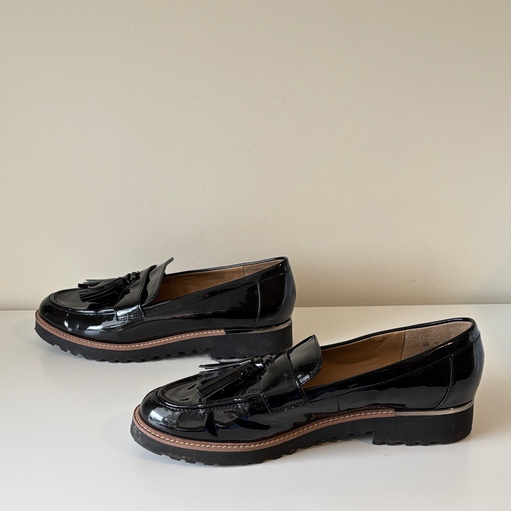 Franco Sarto L-Carolyn Women's Black Patent Tassel Loafers 06897 Size 9 EUC - Picture 10 of 14